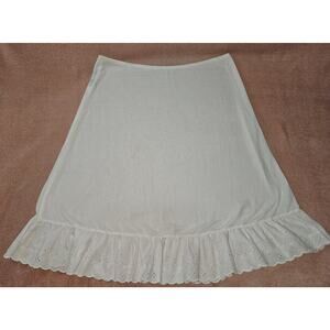 Vintage Cotton Cameo Rose White Eyelet Ruffle Slip Skirt Size 5/6- Made in USA